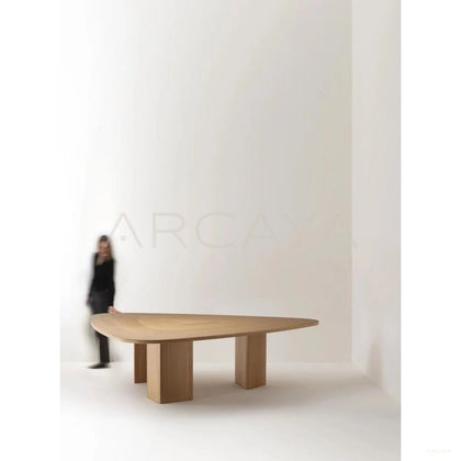 Gliding Oak Veneer Dining Table - scene