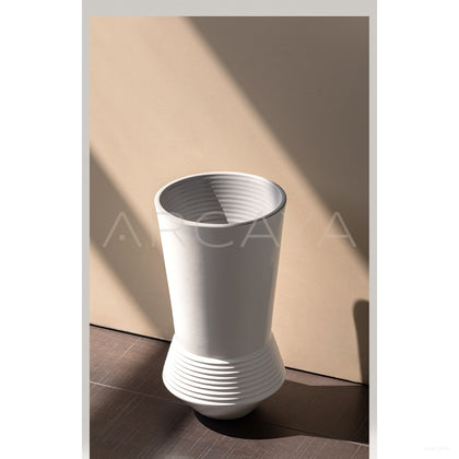 Ring Stacked Waist White Ceramic Vase - scene