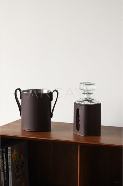 Leather Stainless Steel Ice Bucket - scene