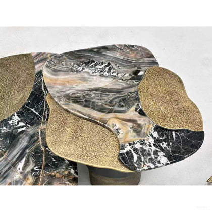 Aston Gilded Hand Forged Metal Marble Side Table - scene