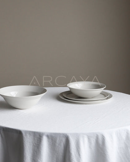 Sunxun Collab White Porcelain Flat Plate - scene