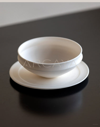 Amu Collab Plain White Shallow Plate - scene