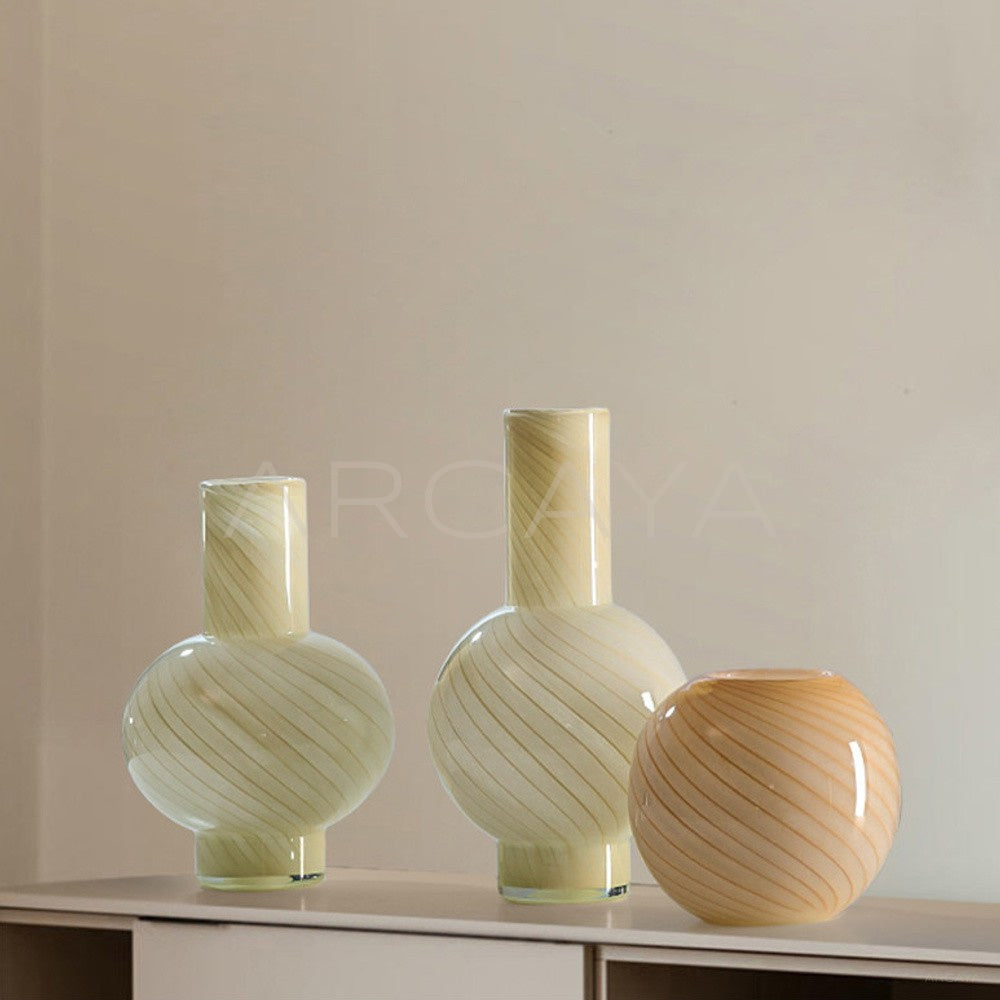 Mid Century Striped Gourd Vase - main