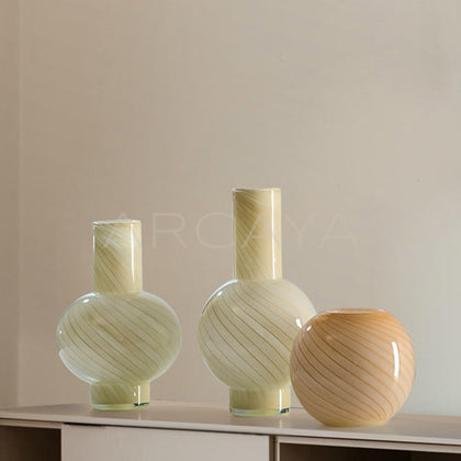 Mid Century Striped Gourd Vase - main