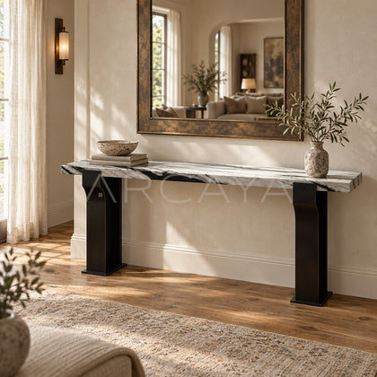 Black White Textured Entryway Table - scene