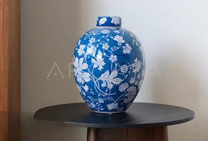 Blue White Porcelain Jar Vase Living Room - scene
