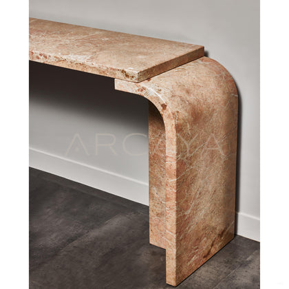 Dusk Cloud Marble Curved Console Table - scene
