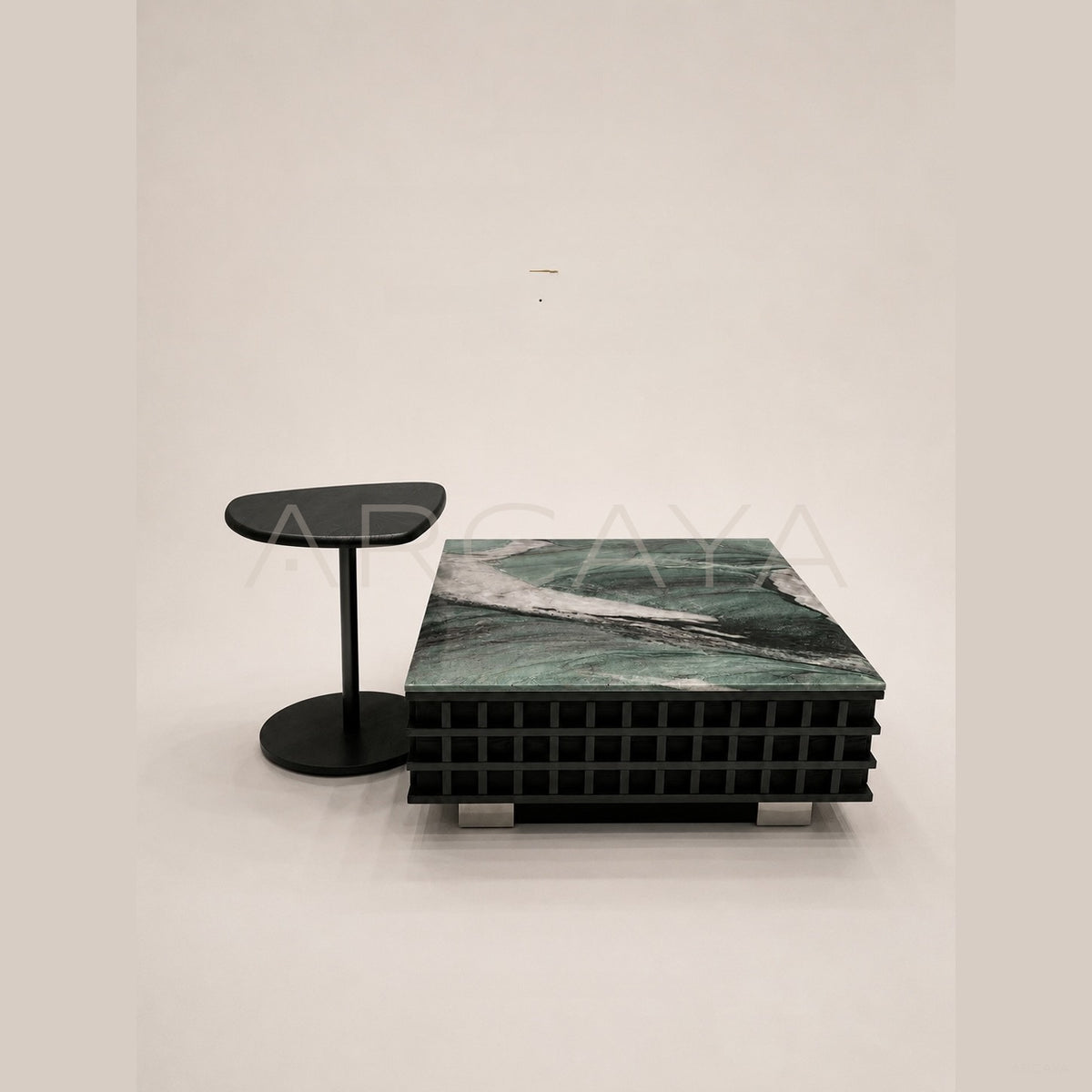 Daze Patek Jade Stone Grid Coffee Table in detail