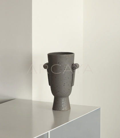 Wabi Sabi Double Ear Stoneware Vase - scene