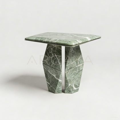 Aston Alpine Green Mid Century Marble Side Table - scene