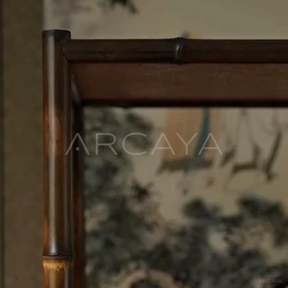 Narrow Bamboo Woven Bookshelf Cabinet - detail