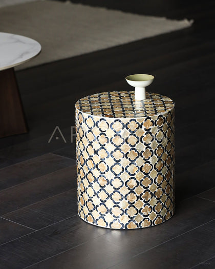 Vintage Shell Inlay Side Table - scene