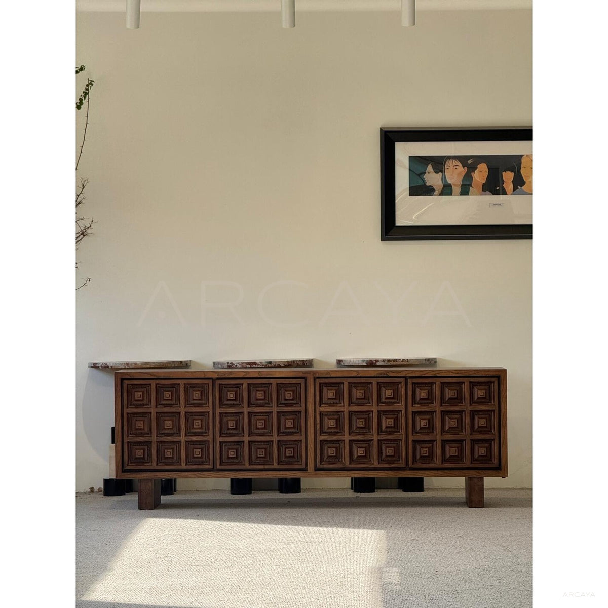 Vintage Sideboard Wood Cutouts in detail