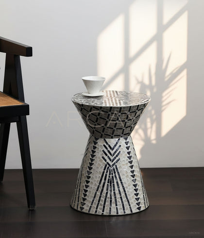 Shell Inlay Mobile Side Table - scene