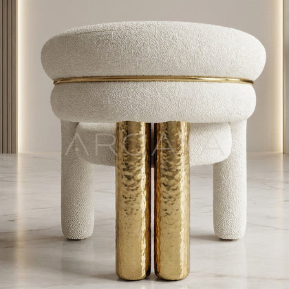 Cream White Hammered Gilded Chair - scene