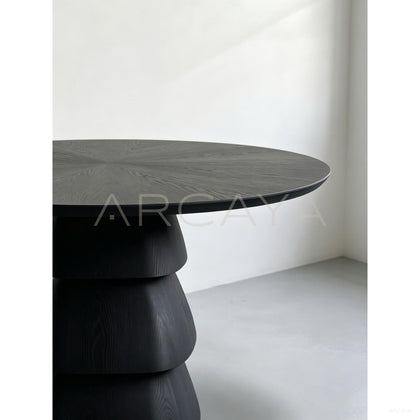 Oak Sculptural Dining Table - scene