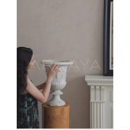 Greek Relief Faux Jade Vase - scene