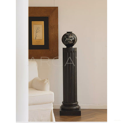 Black Walnut Roman Column Pedestal — Display Pedestals - scene