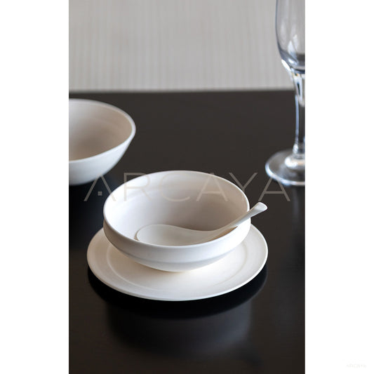 Amu Collab Plain White Shallow Plate - scene