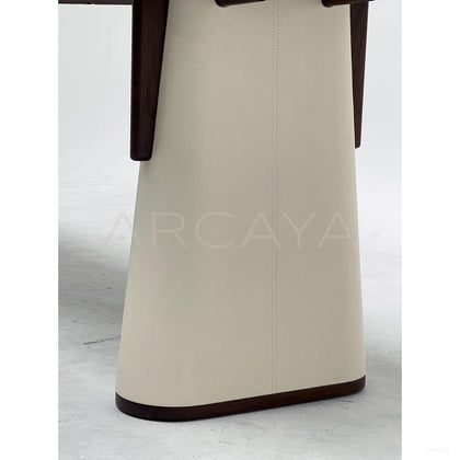 Walnut Marble Inlay Three Use Desk Table - scene