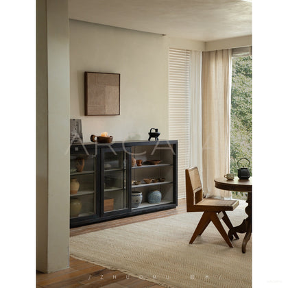 Guanmo Teak Glass Display Cabinet - scene