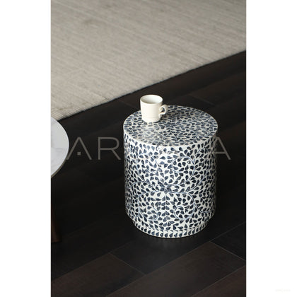 Shell Inlay Round Side Table Stool - scene