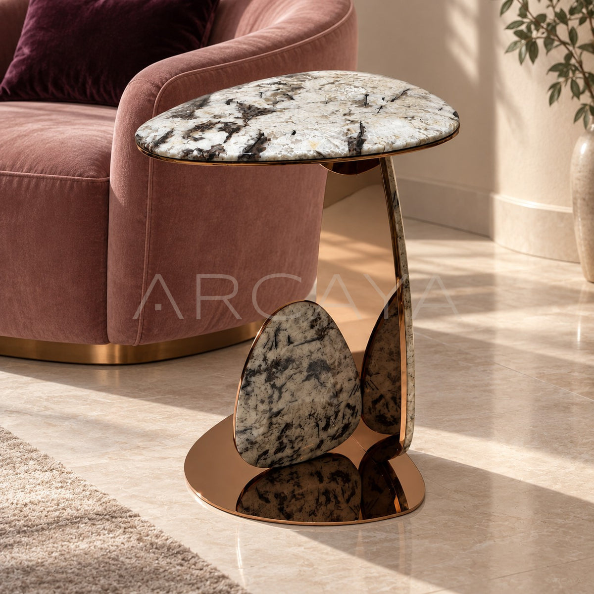 Mushroom Drop Marble Side Table - main