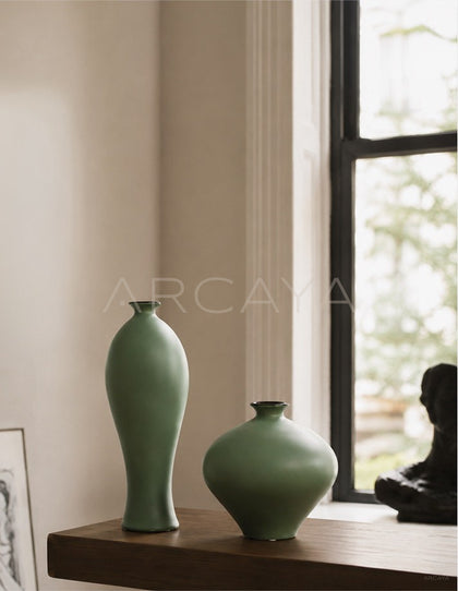New Chinese Matte Celadon Ceramic Vase - scene