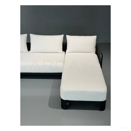 Striata Black White Outdoor Chair - scene