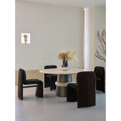 Soft Light Travertine Dining Table - scene
