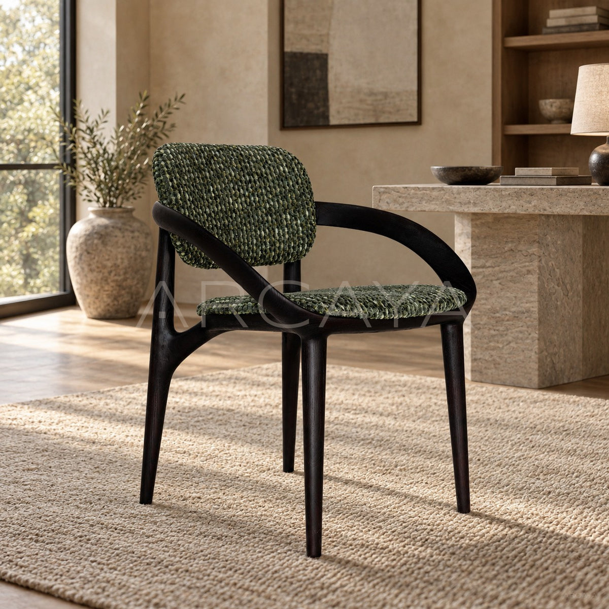 Solid Wood Curved Dining Chair in detail