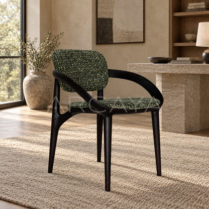 Solid Wood Curved Dining Chair - scene