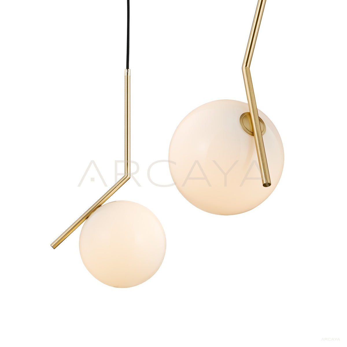 Curved Arm Milky Globe Pendant Light 10563 in detail