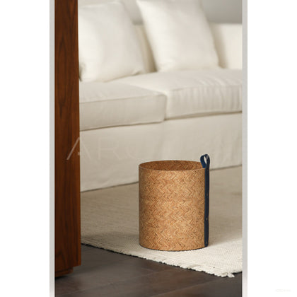 Natural Cork Woven Storage Bucket With Handles - scene
