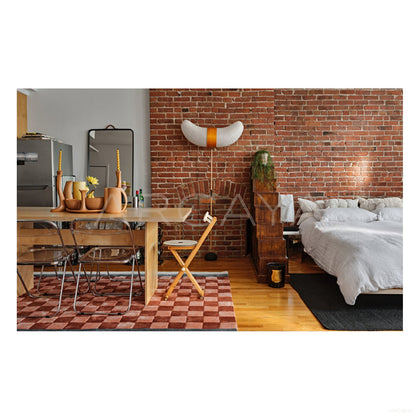 Red Brown Checkerboard Rug Dsm P006 C03 - scene