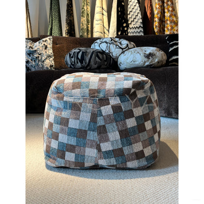 Checkerboard Pouf Stool - scene