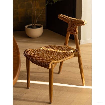 Goat Horn Teak Rattan Chair - scene