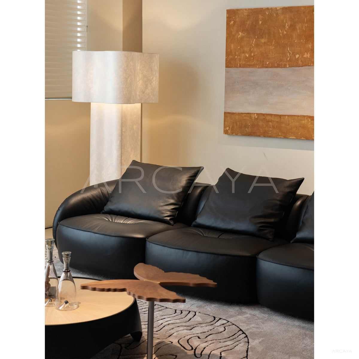 Obsidian Leather Sofa in detail