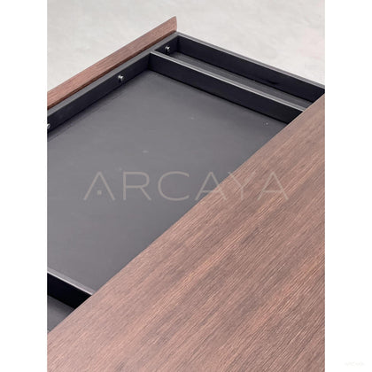 Walnut Veneer Side Chest Integrated Desk - scene
