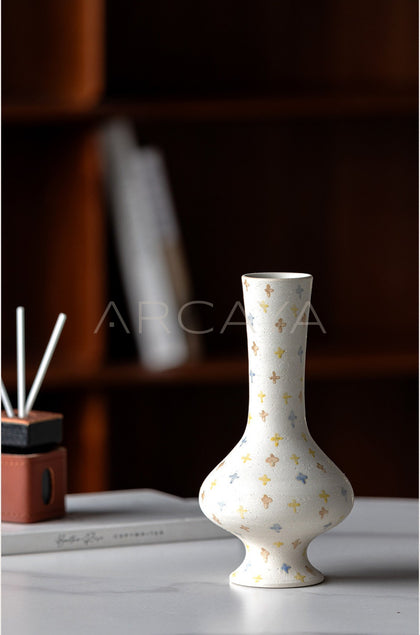 Dadan Hand Painted Cross Pattern Long Neck Vase - scene