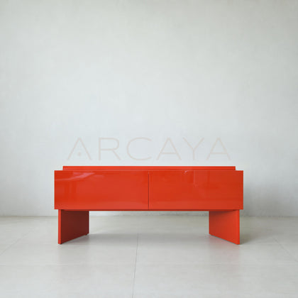Chinese Red Lacquer Japanese Minimalist Sideboard - main