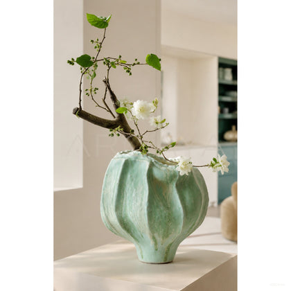 Hand Sculpted Multi Edge Stoneware Vase - scene