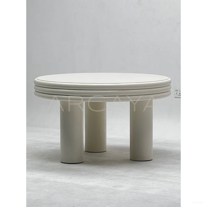 Cream Stacked Edge Column Leg Table - scene