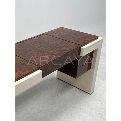 Italian Burl Wood Marble Flip Top Vanity - scene