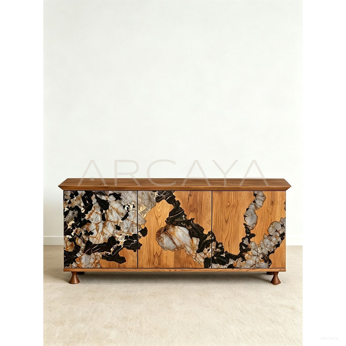 Solid Wood Inlaid Sideboard in detail