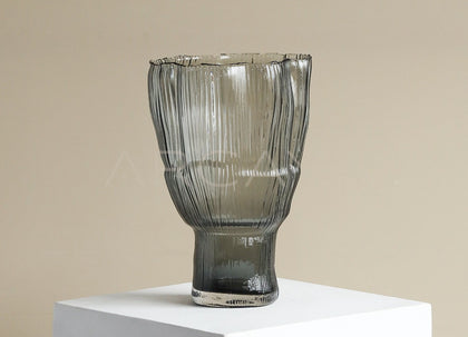 Ribbed Smoked Glass Vase - scene