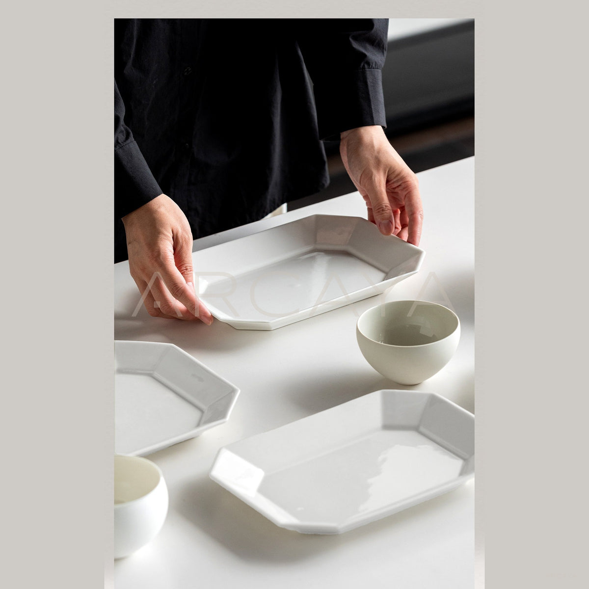 White Porcelain Dinner Plate in detail