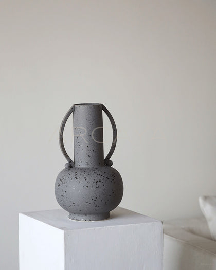 Wabi Sabi Double Ear Stoneware Vase - scene