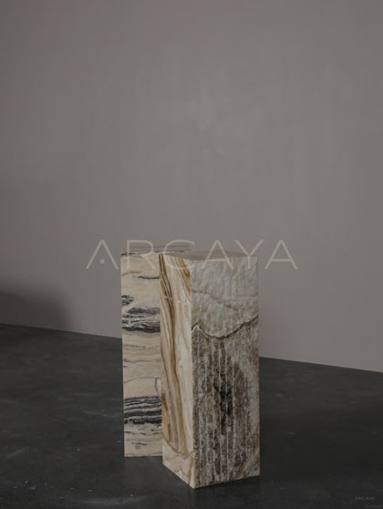 Natural Stone Square Column Sculpture Stand - scene