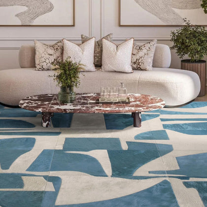 Light French Nordic Living Room Rug - scene